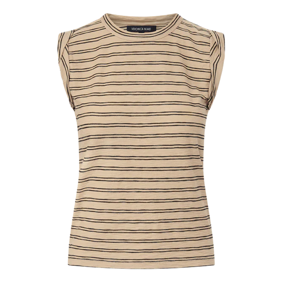 Dree Muscle Tee in Stone Khaki/Black