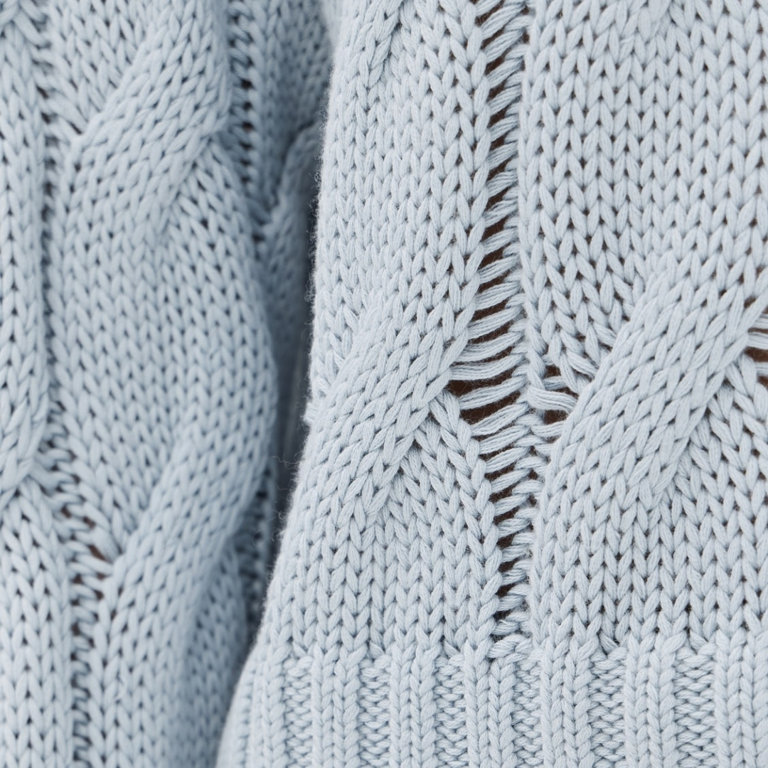 Tristan D Crewneck Cable Pullover in Whisper