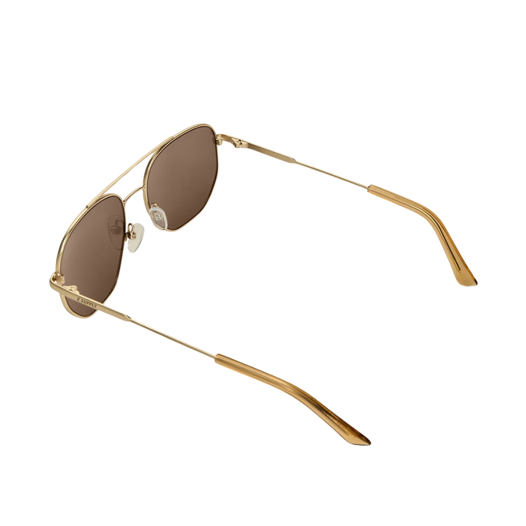 Highway Polarized Sunglasses in Satin Gold - Brown