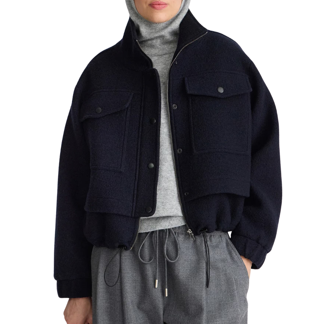 Selva Cropped Bomber in Midnight