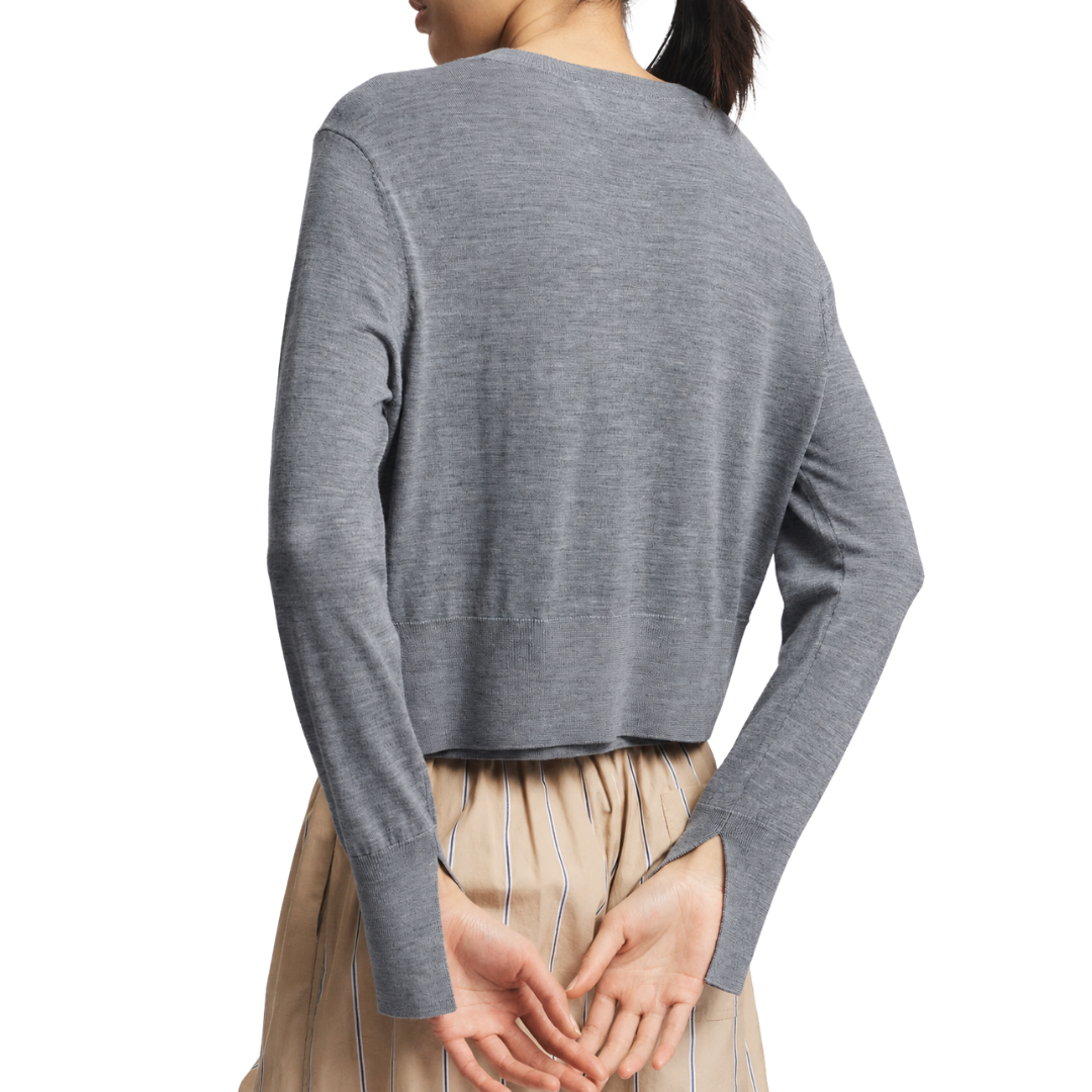 Elodie Layered Crewneck Knit in Dark Grey Heather