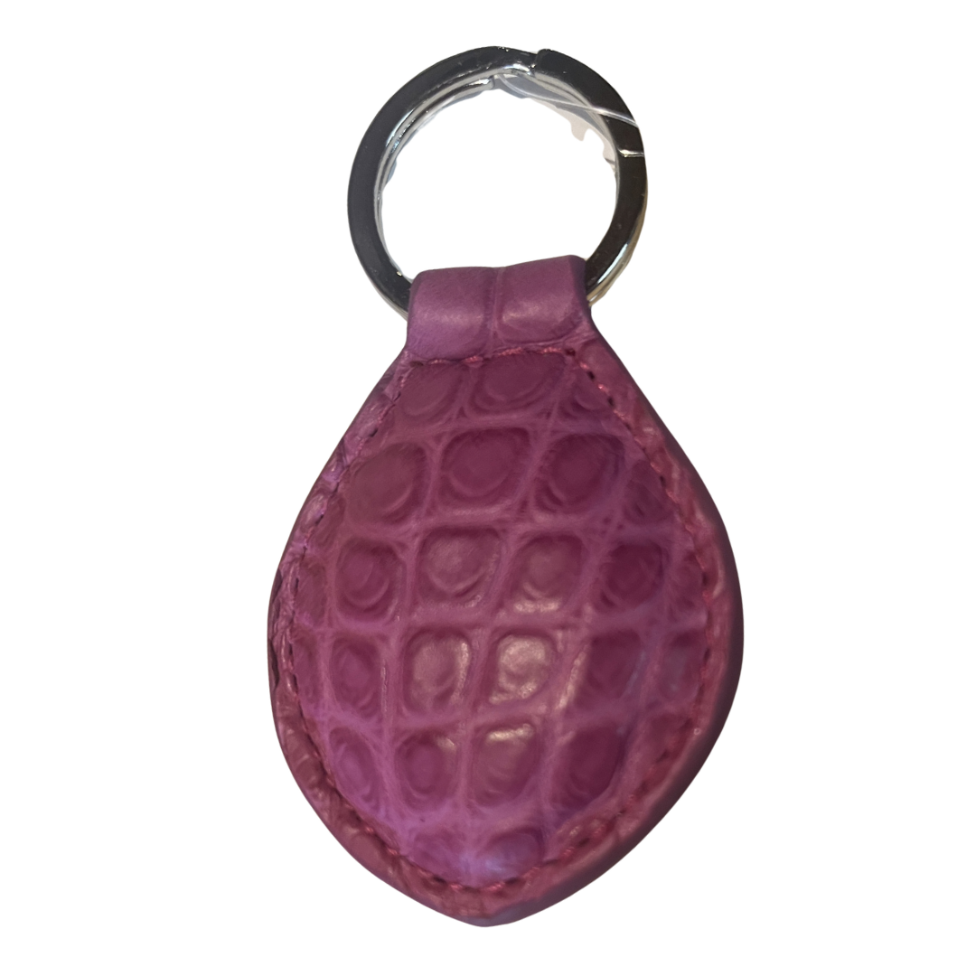 Matte Alligator Tear Drop Key Fob in Magenta