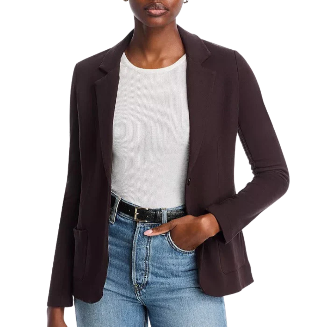 French Terry One Button Blazer in Coffee