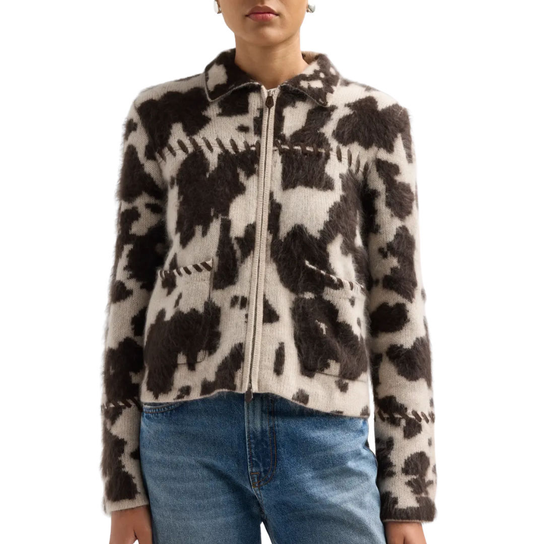 Grizzly Cowhide Jacket in Oatmeal/Burnt Cocoa