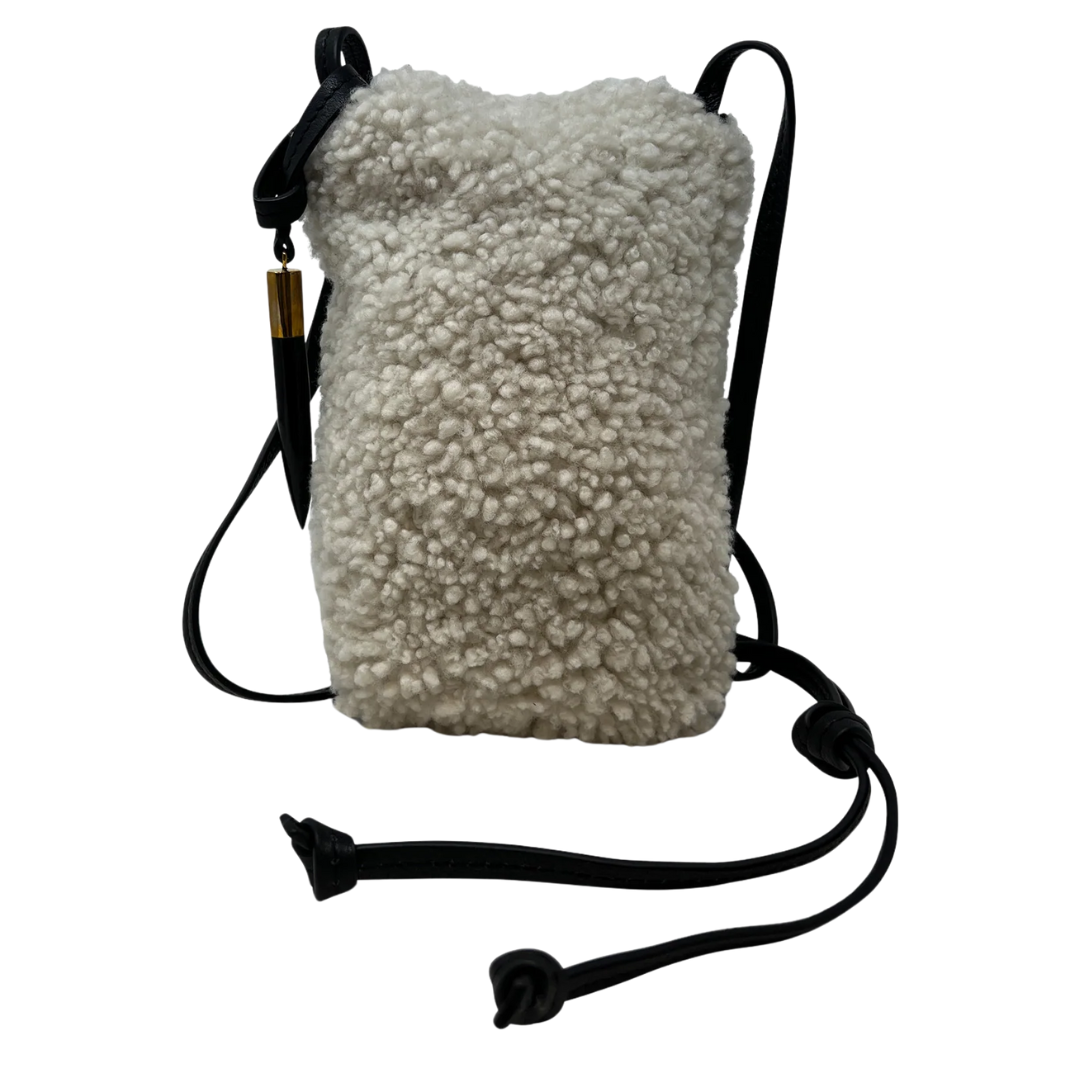 Mini Sling Phone Crossbody in Natural Shearling