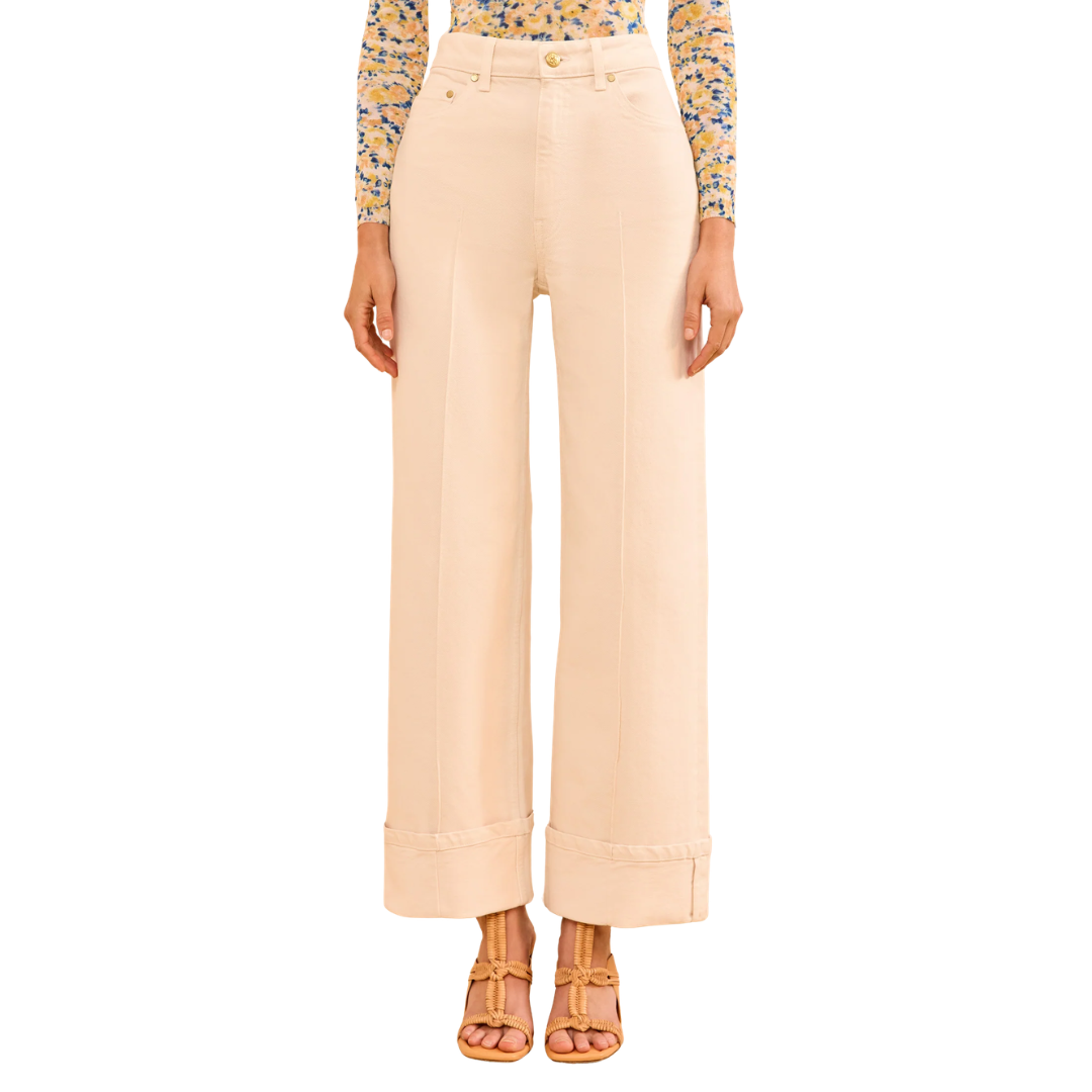 The Genevieve Stretch Pintuck Jean in Cowrie