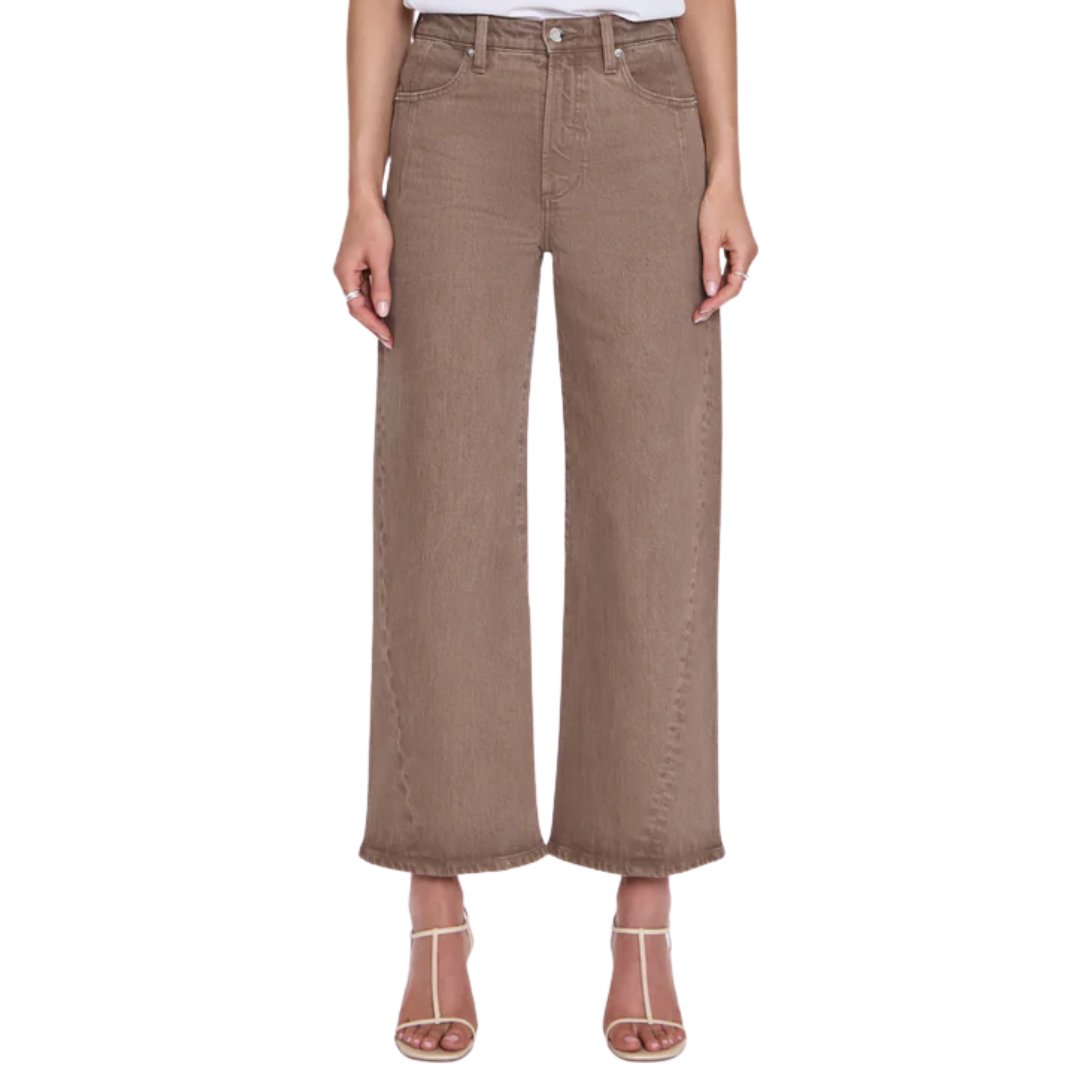 Kyra High Rise Bowed Wide Leg in Tannin