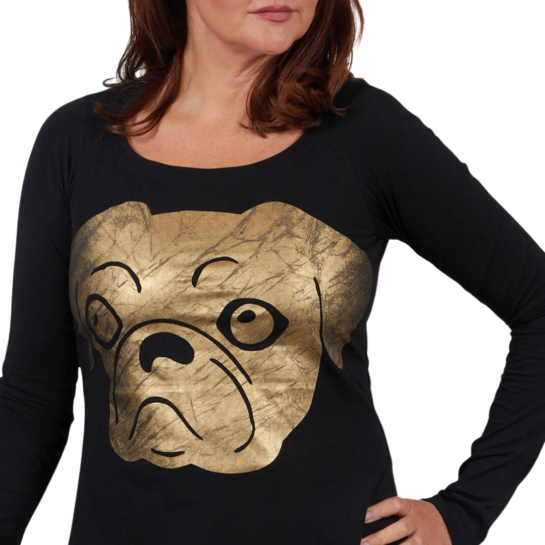 Gold Foil Printed T-Shirt in Black