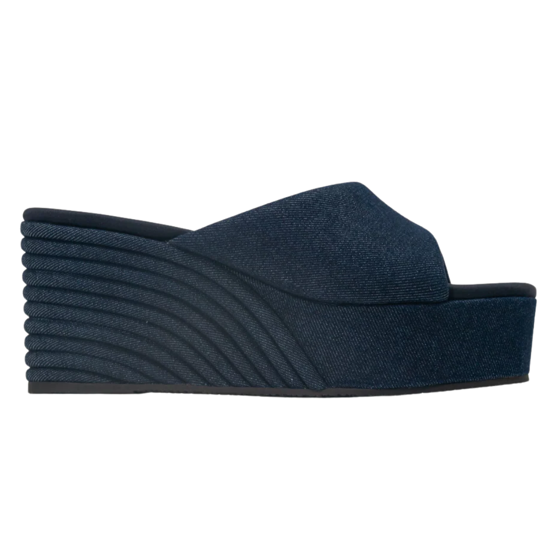 Scoop Mid Strata Wedge in Dark Denim