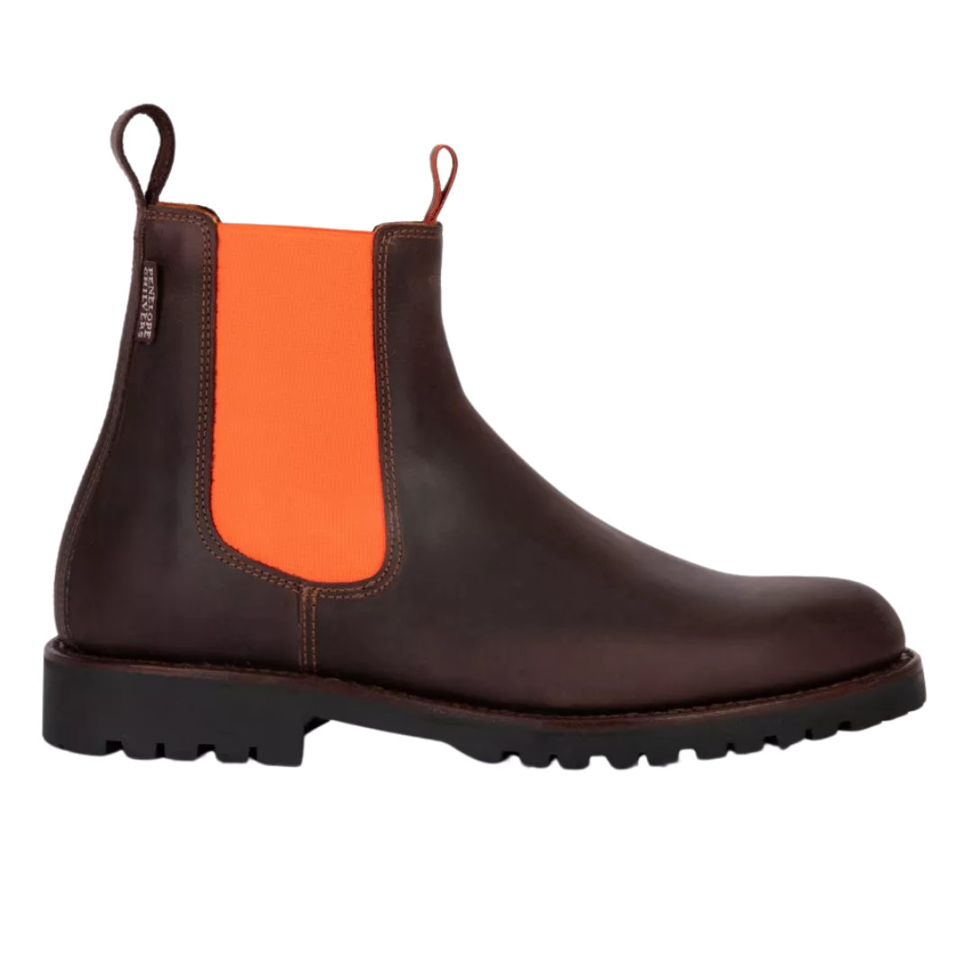 Nelson Leather Boot in Conker/Neon Orange