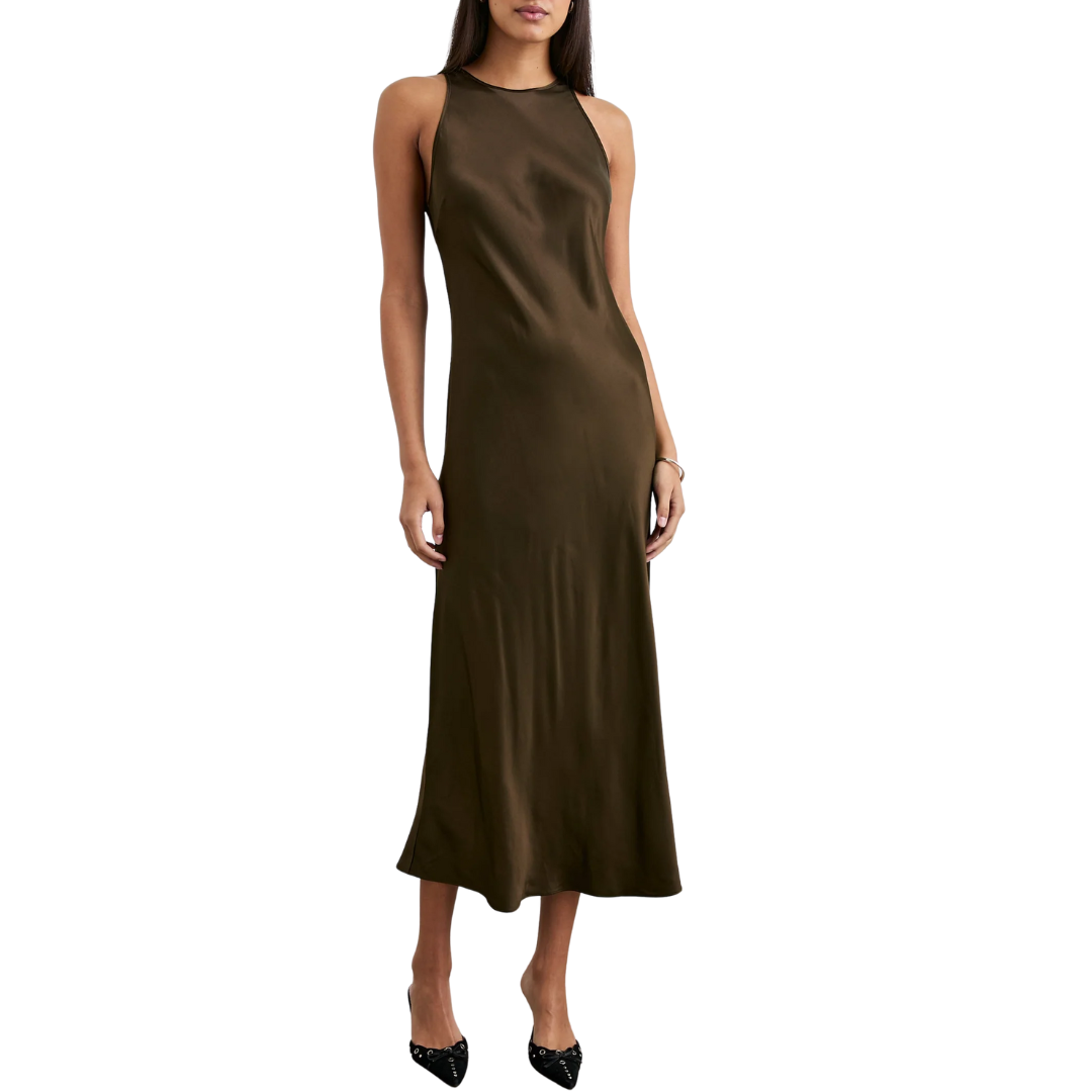 Solene Dress in Dark Moss