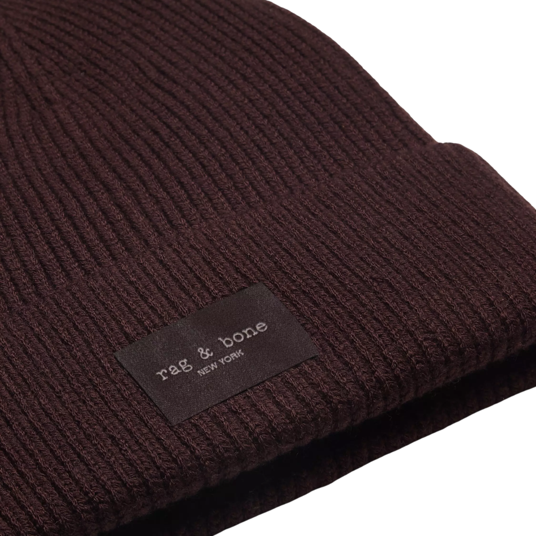 Blake Rib-Knit Beanie in Brown