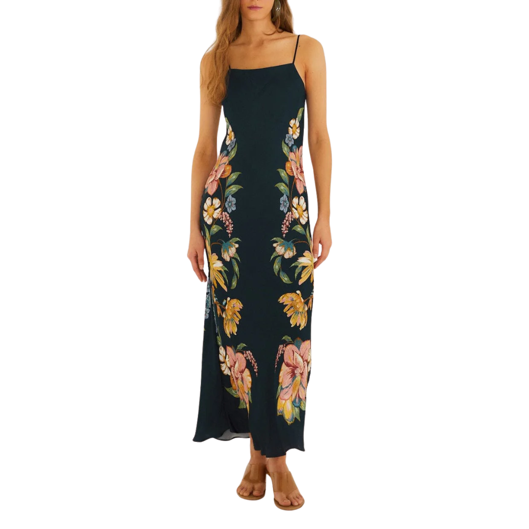 Maira Floral Maxi Dress in Dark Blue