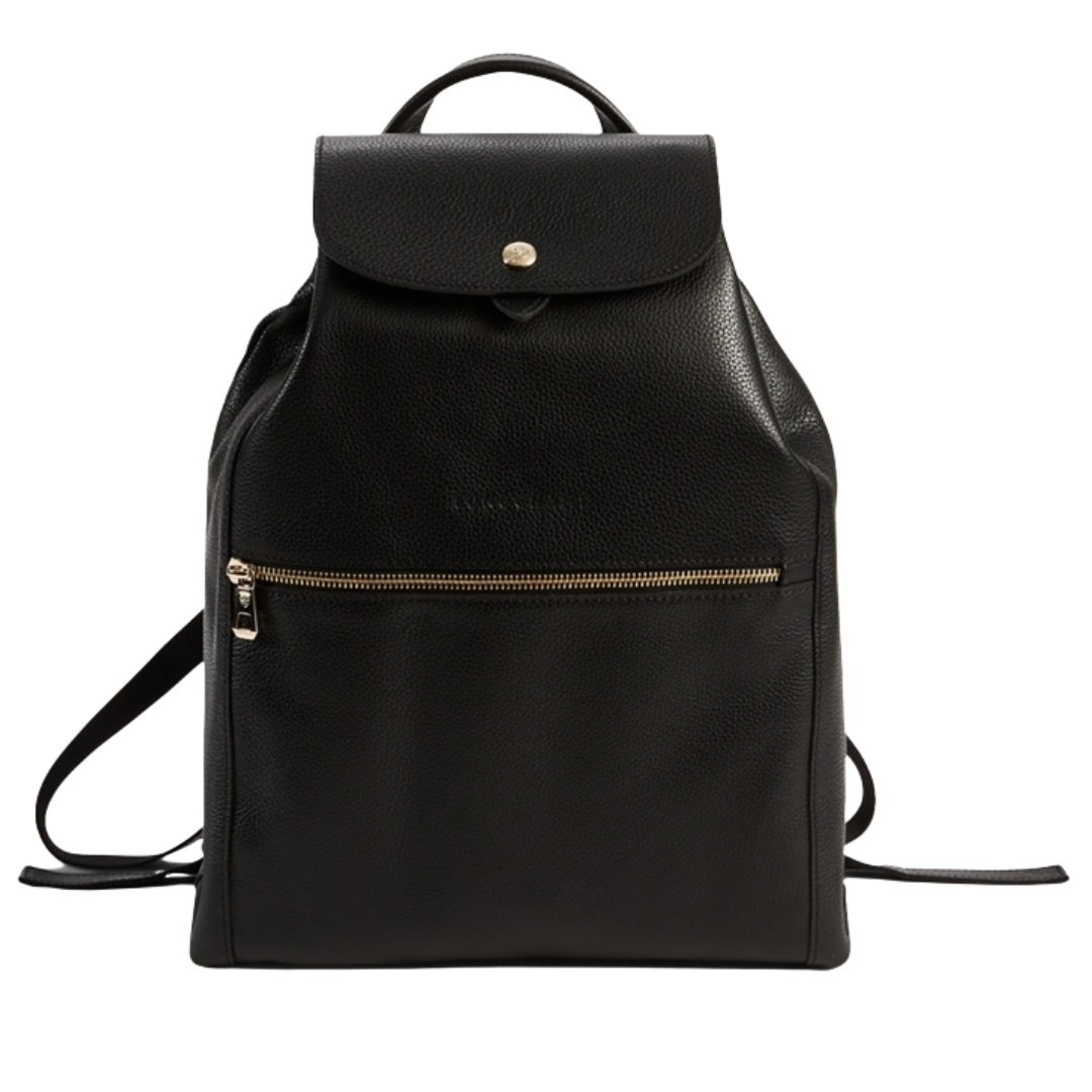 Le Foulonne Leather Backpack in Black