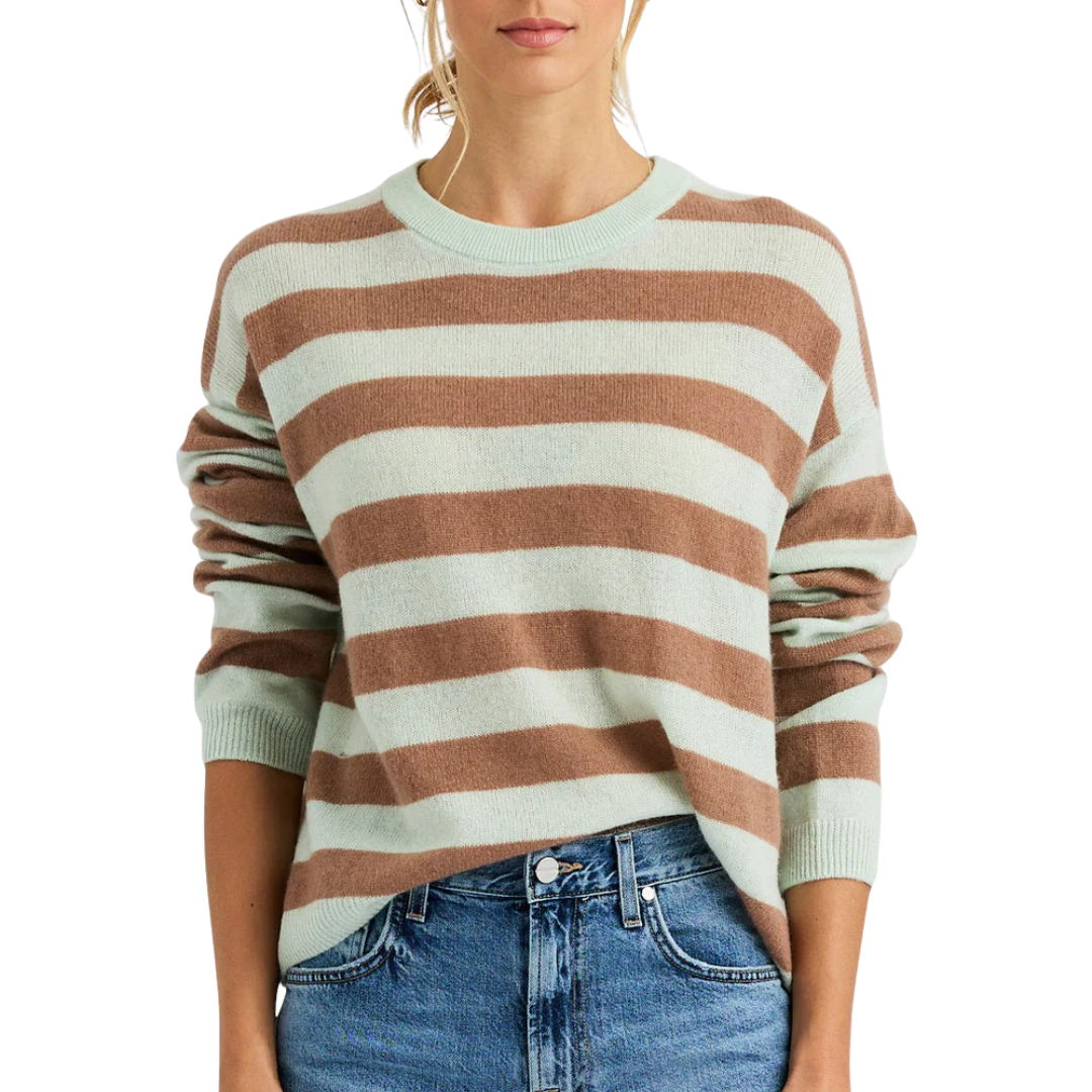 Sloane Cashmere Boxy Pullover in Bermuda Stripe