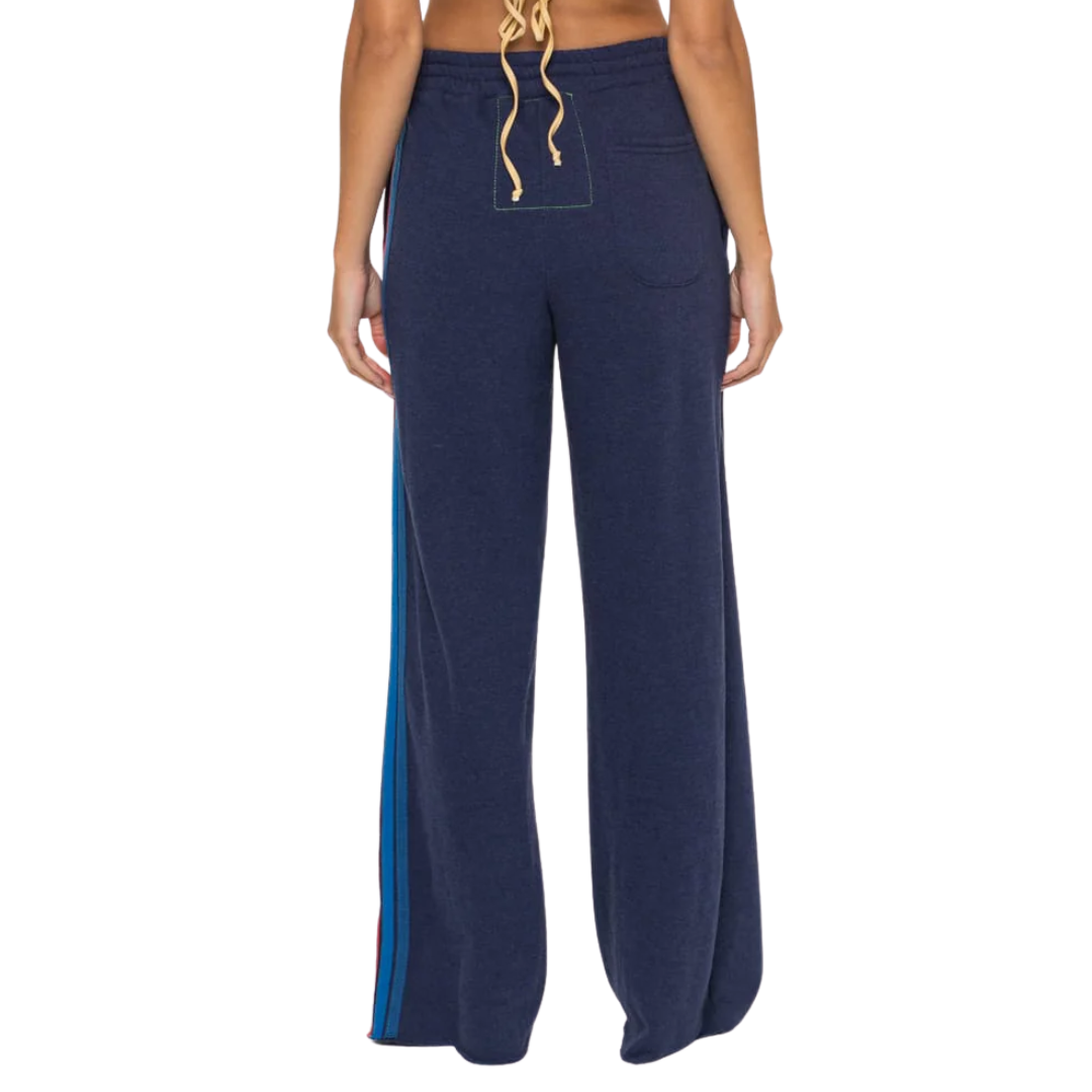 5 Stripe Wide Leg Sweatpants in Navy