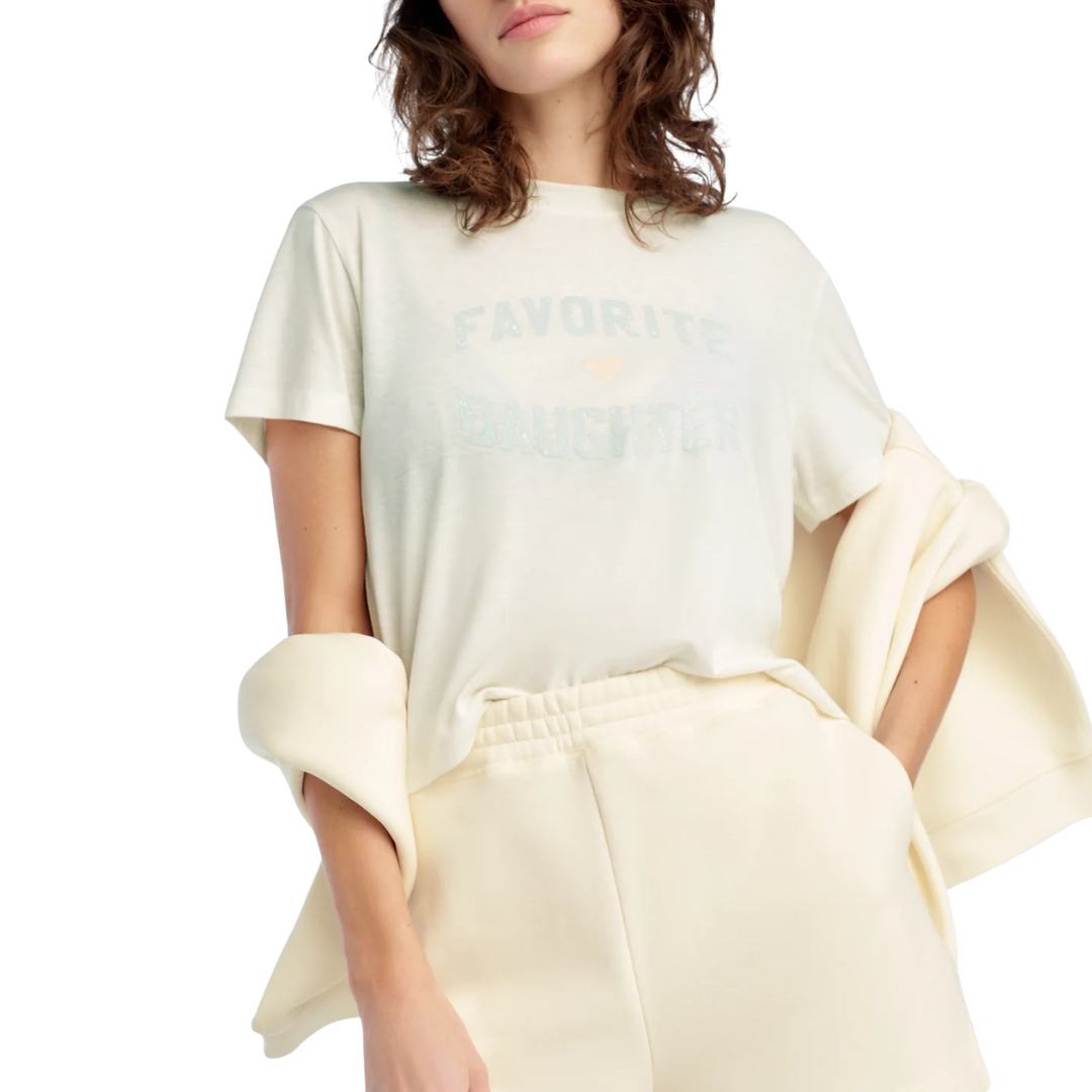 The Cropped Favorite Daughter Tee in Gardenia Light Sage