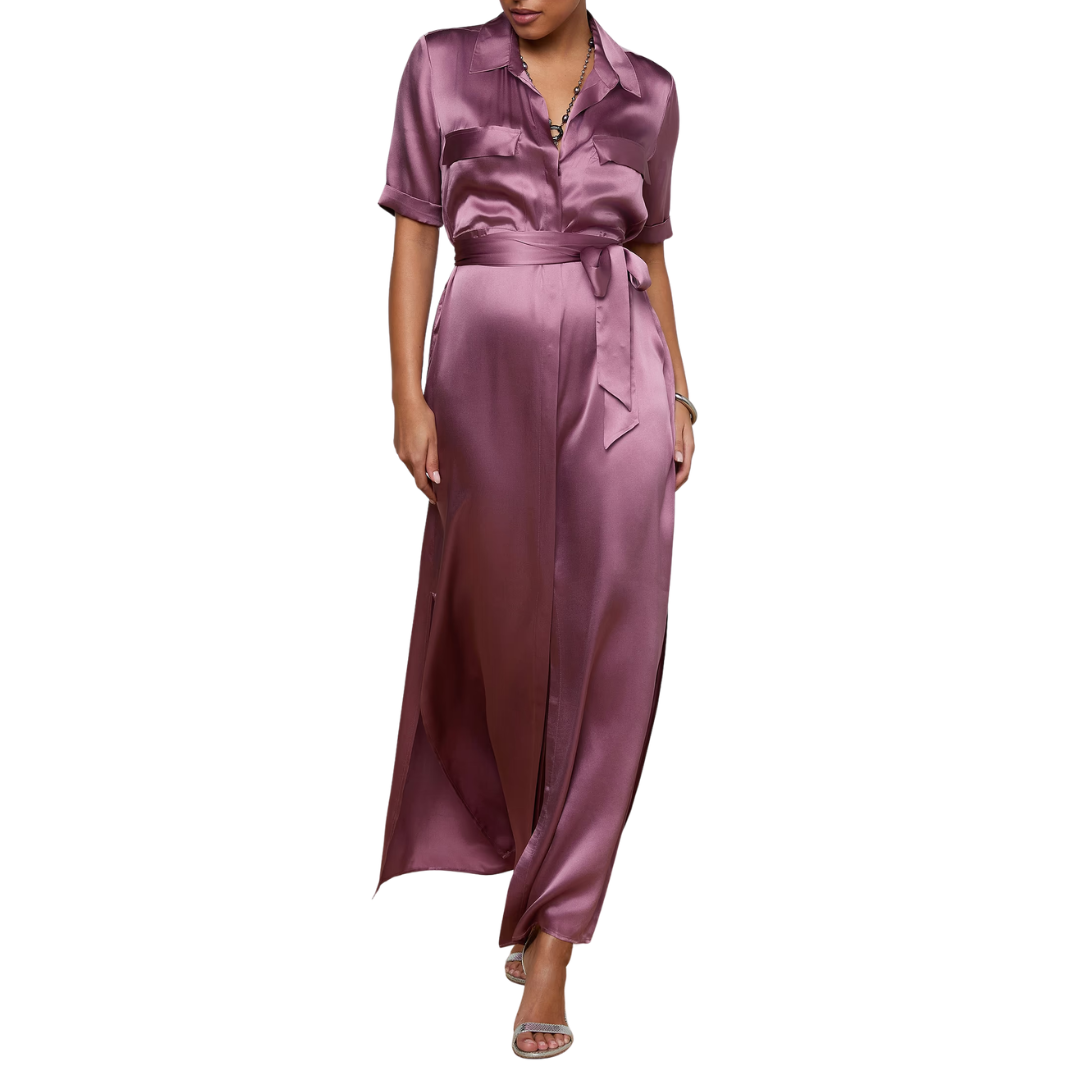 Klement Silk Shirt Dress in Dusky Orchid