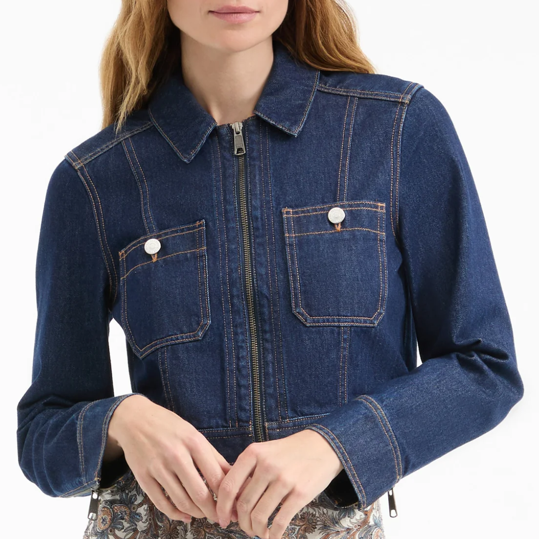 Patty Cropped Denim Jacket in Indigo Rinse