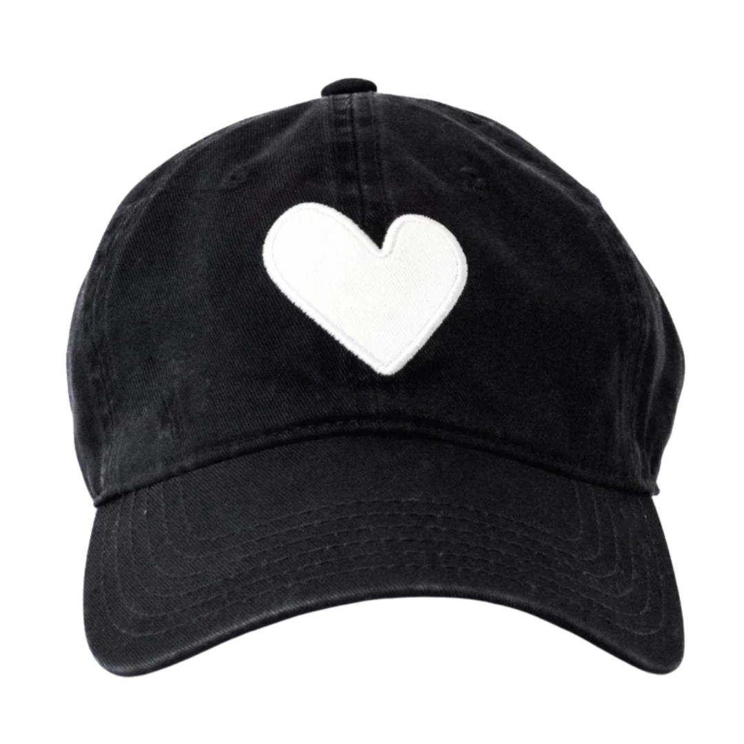 Baseball Hat Heart Patch in Black