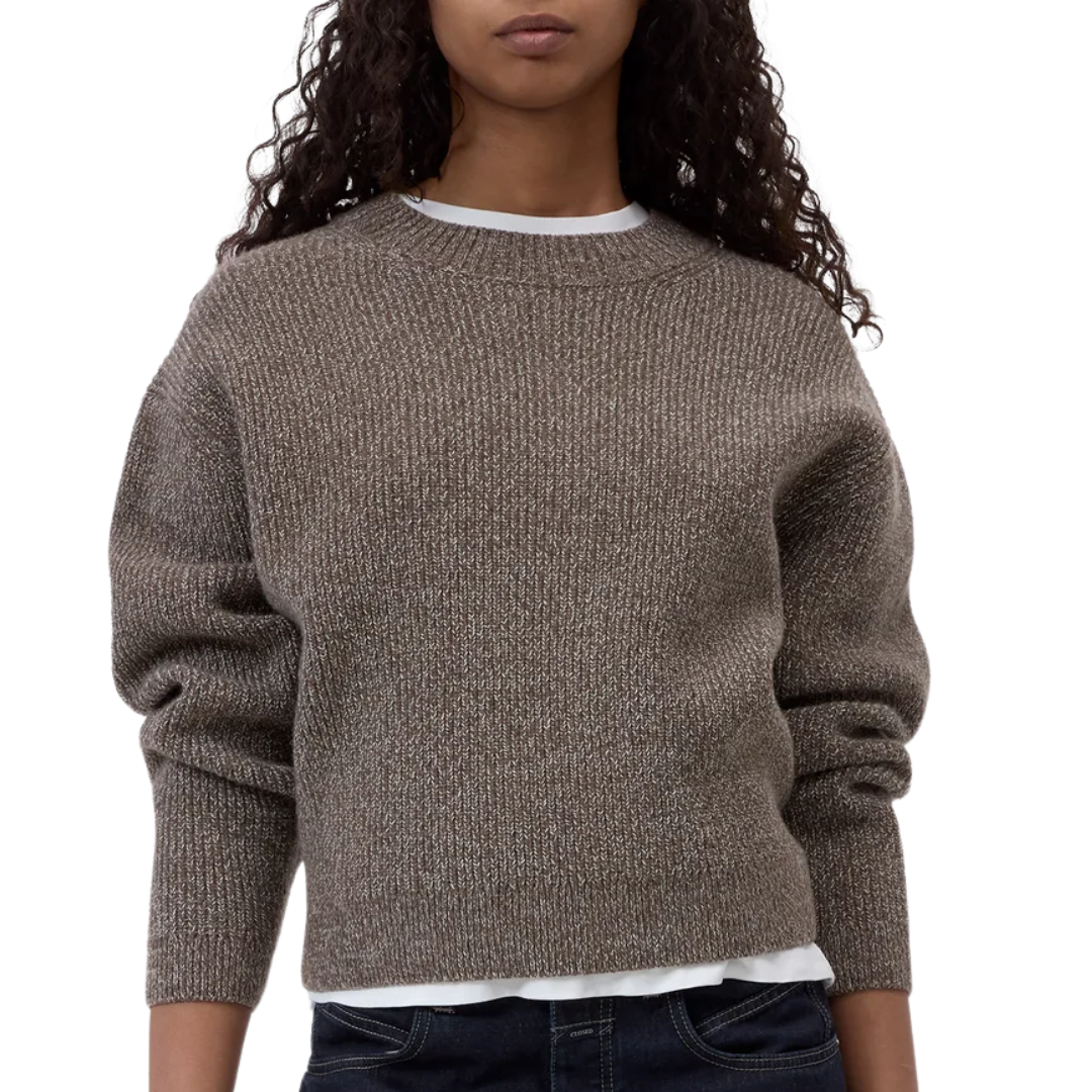 Wool-Blend Crewneck Jumper in Hazel Beige