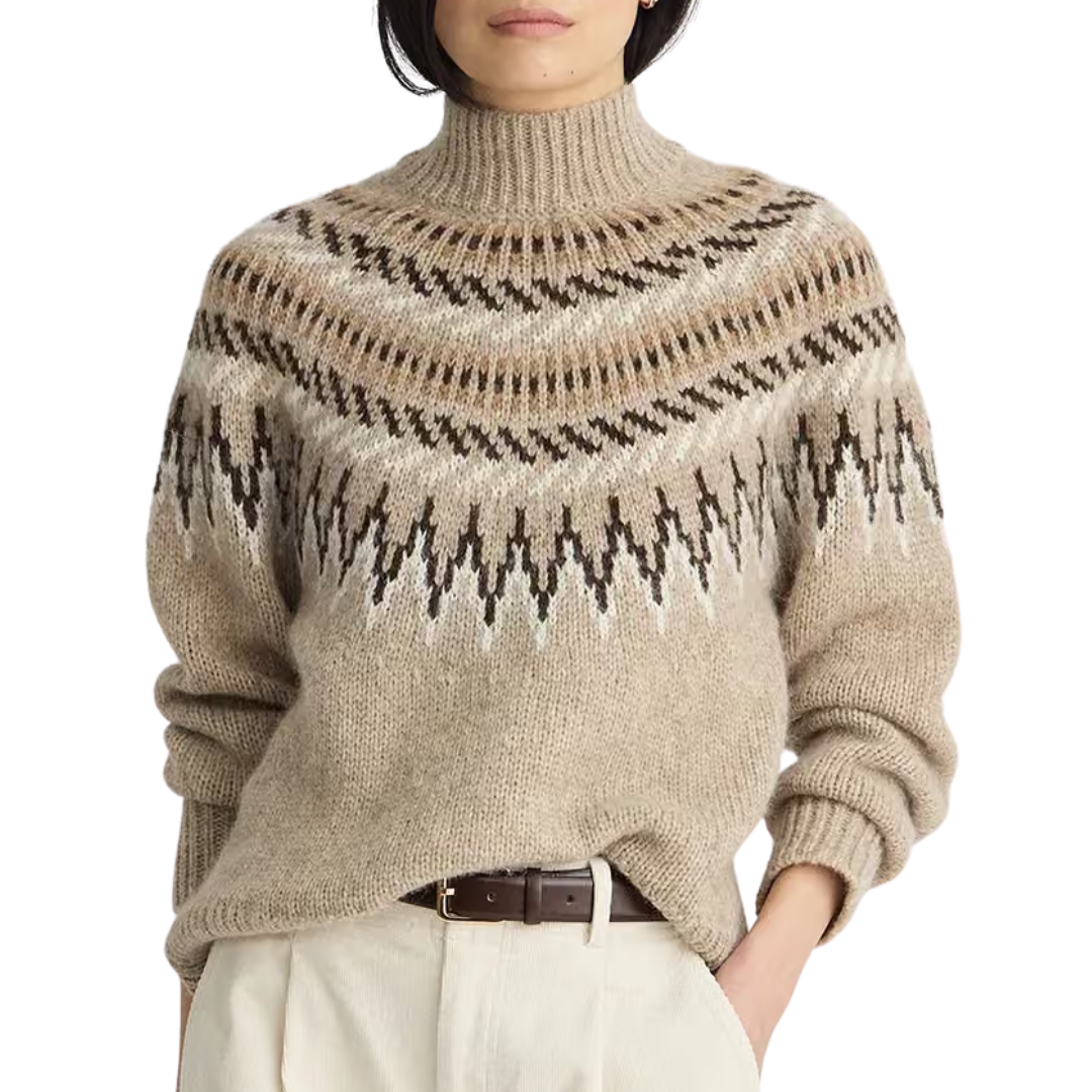 Fair Isle Mock Neck in Oatmeal