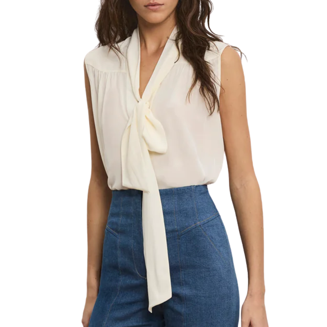 Magnolia Tie-Neck Blouse in Dove