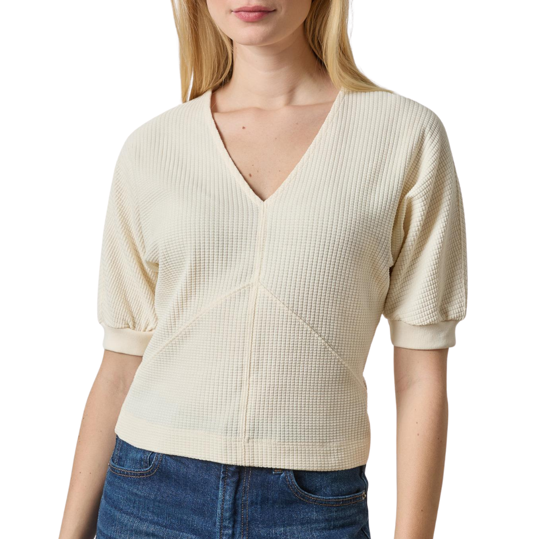 Seamed V-Neck Top in Rope