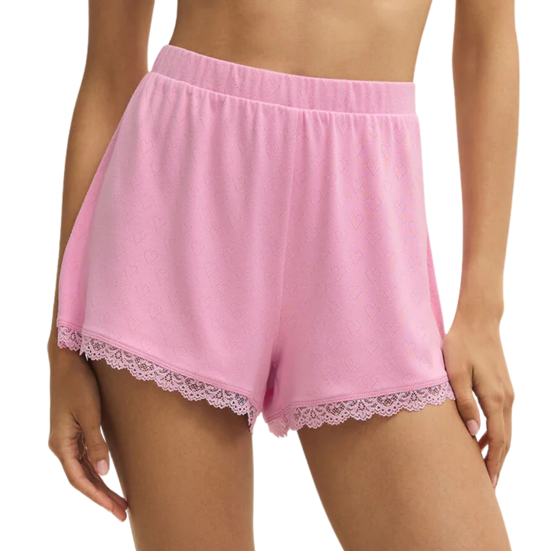 Amour Lace Trim Short in Pink Crush