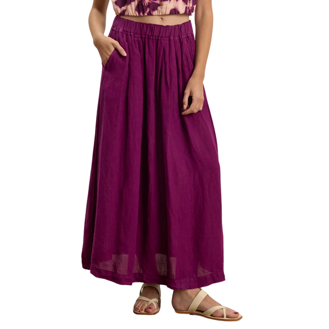 Linda Linen Skirt in Grapes