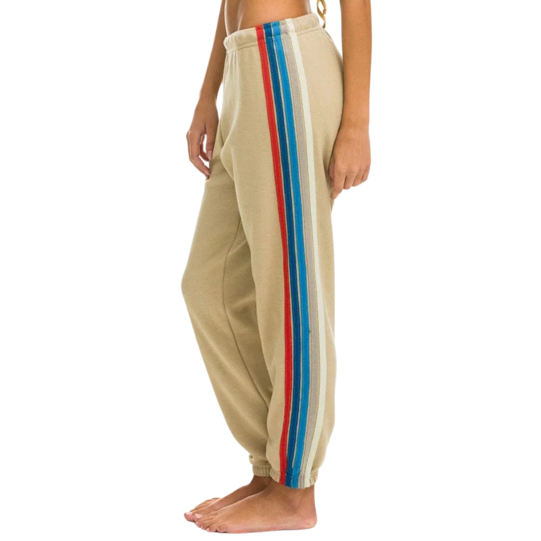 5 Stripe Sweatpants in Sand