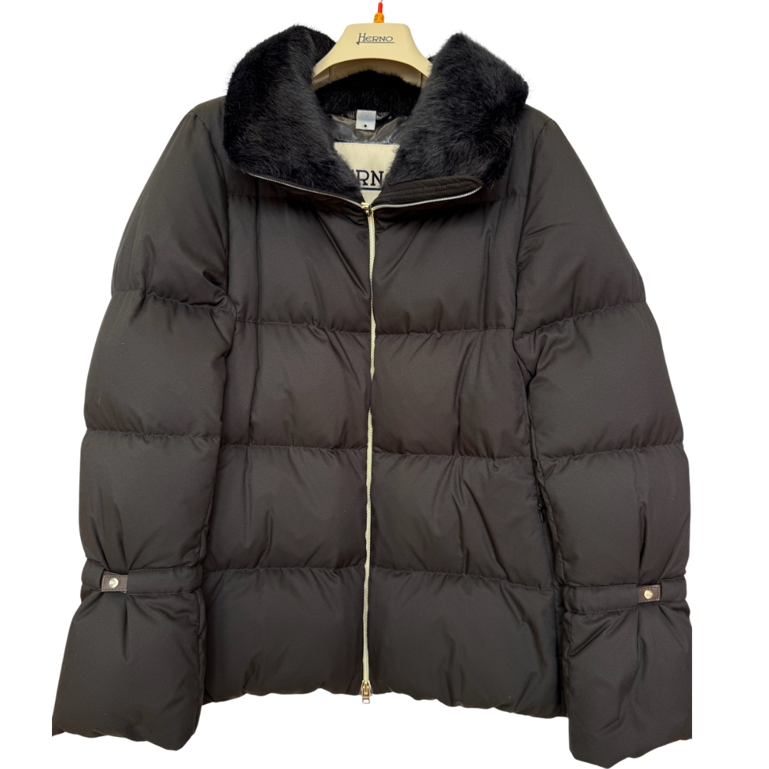 Faux Fur Collar Jacket in Black
