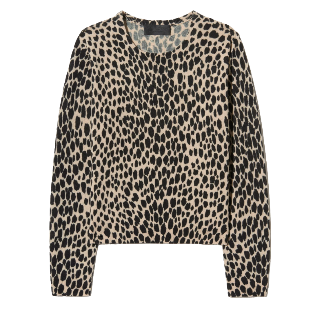 Laevin Cashmere Sweater in Taupe/Black Cheetah