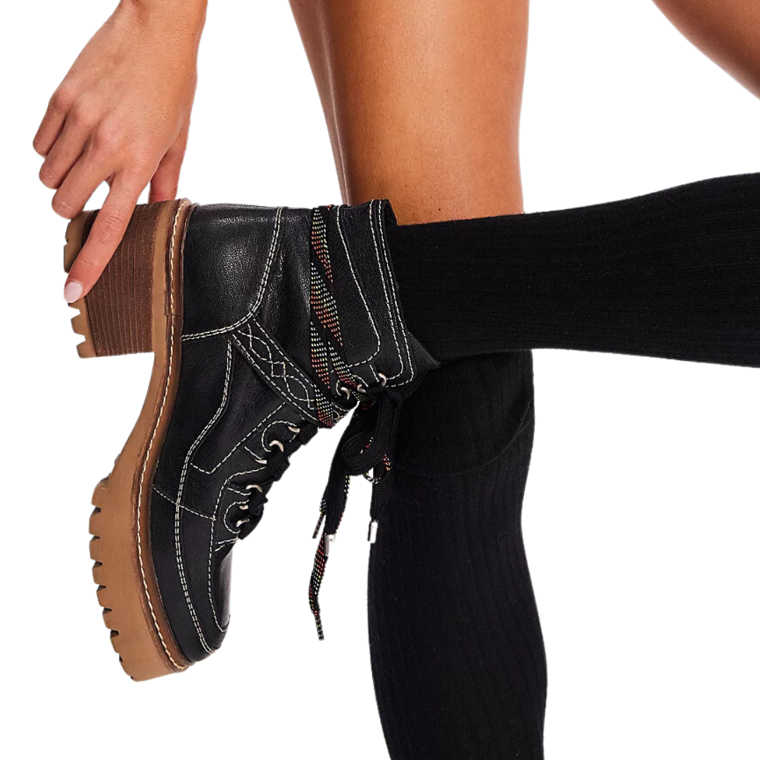 Jasper Hiker Ankle Boots in Victorian Black Leather