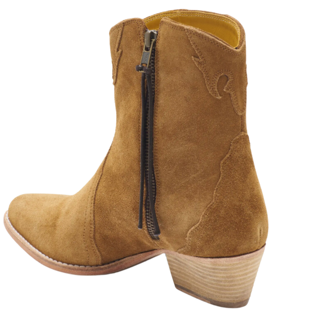 New Frontier Western Boot in Camel Suede