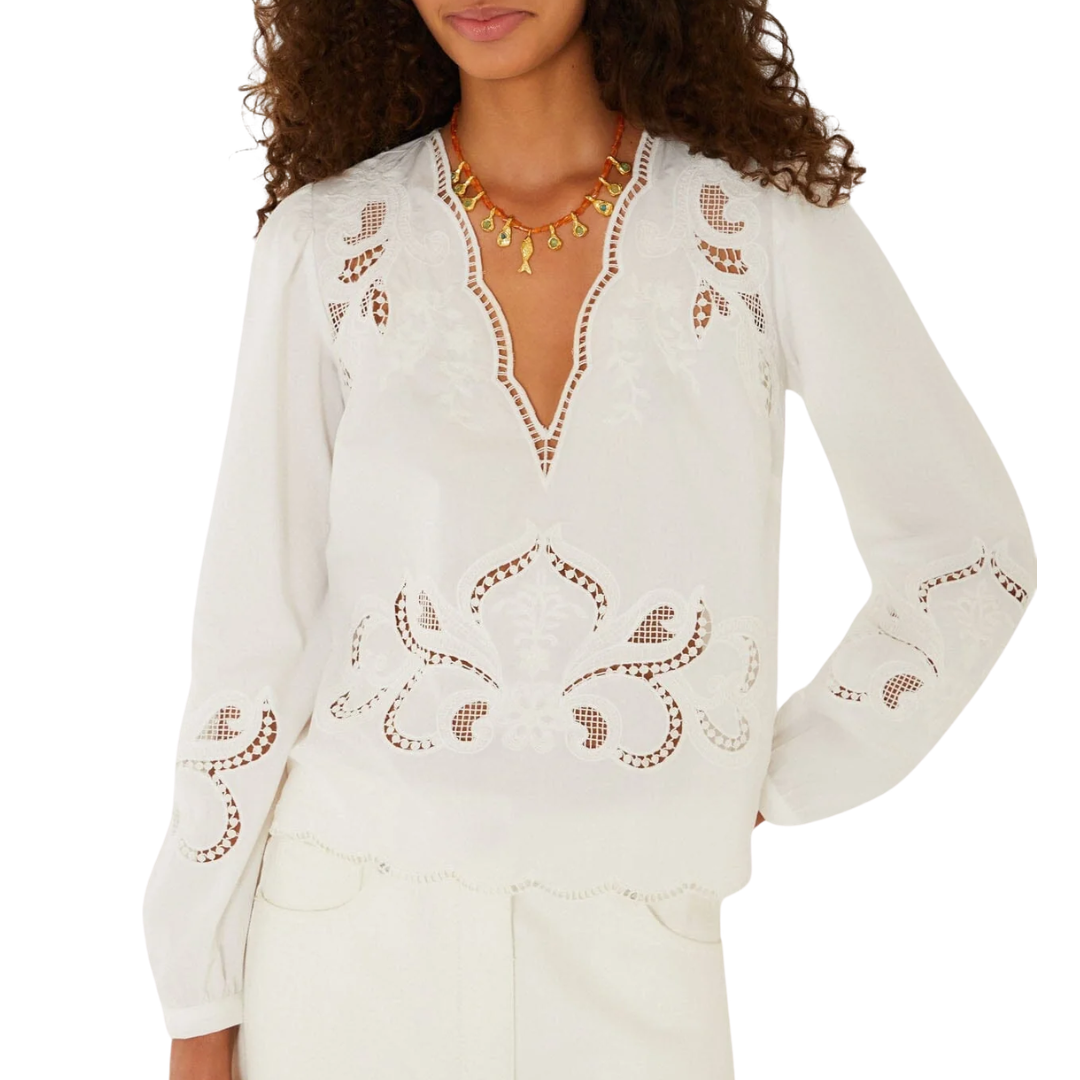 Richelieu Long Sleeve Blouse in Off-White