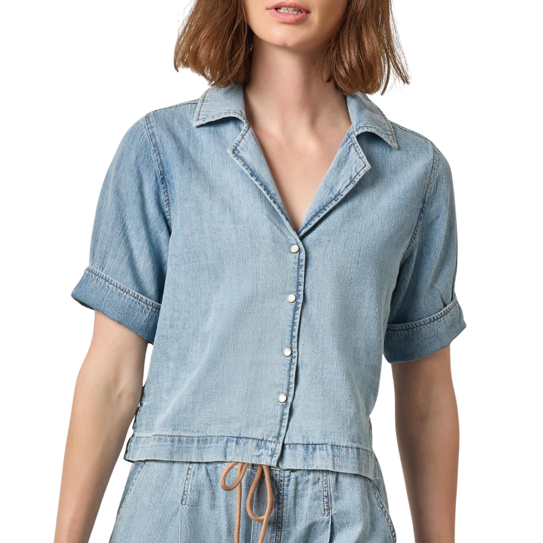 Denim Cuffed Shirt in Blue Wash