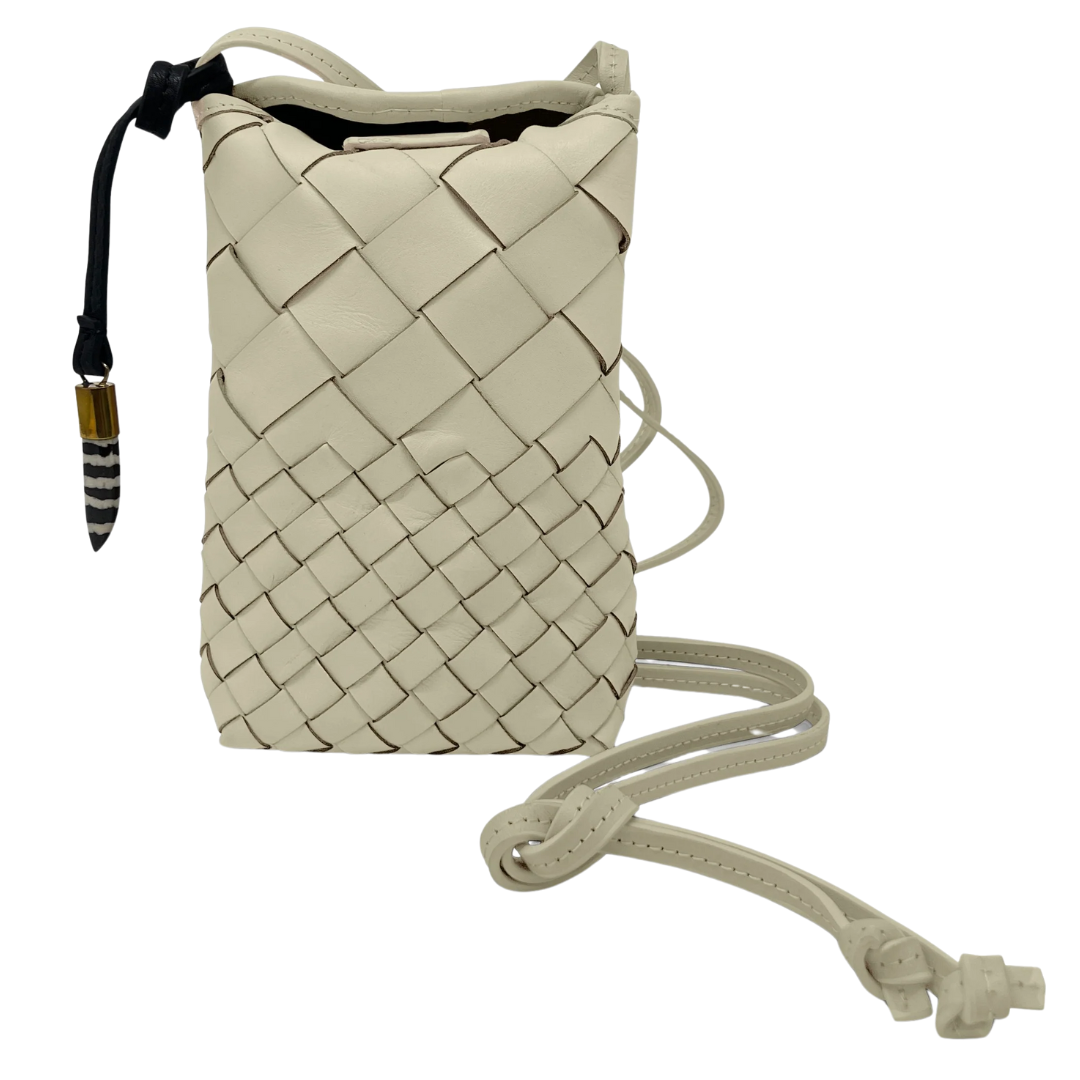 Mini Sling Phone Crossbody in Sand Threaded Weave