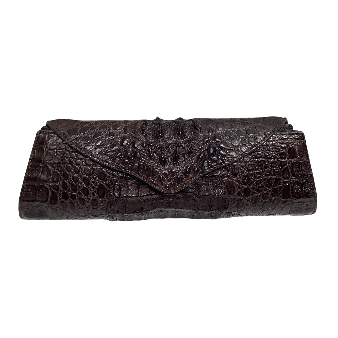 Hornback Crocodile Clutch in Chocolate
