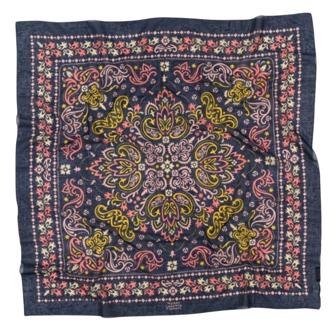 Marbella Cotton Bandana Scarf in Navy