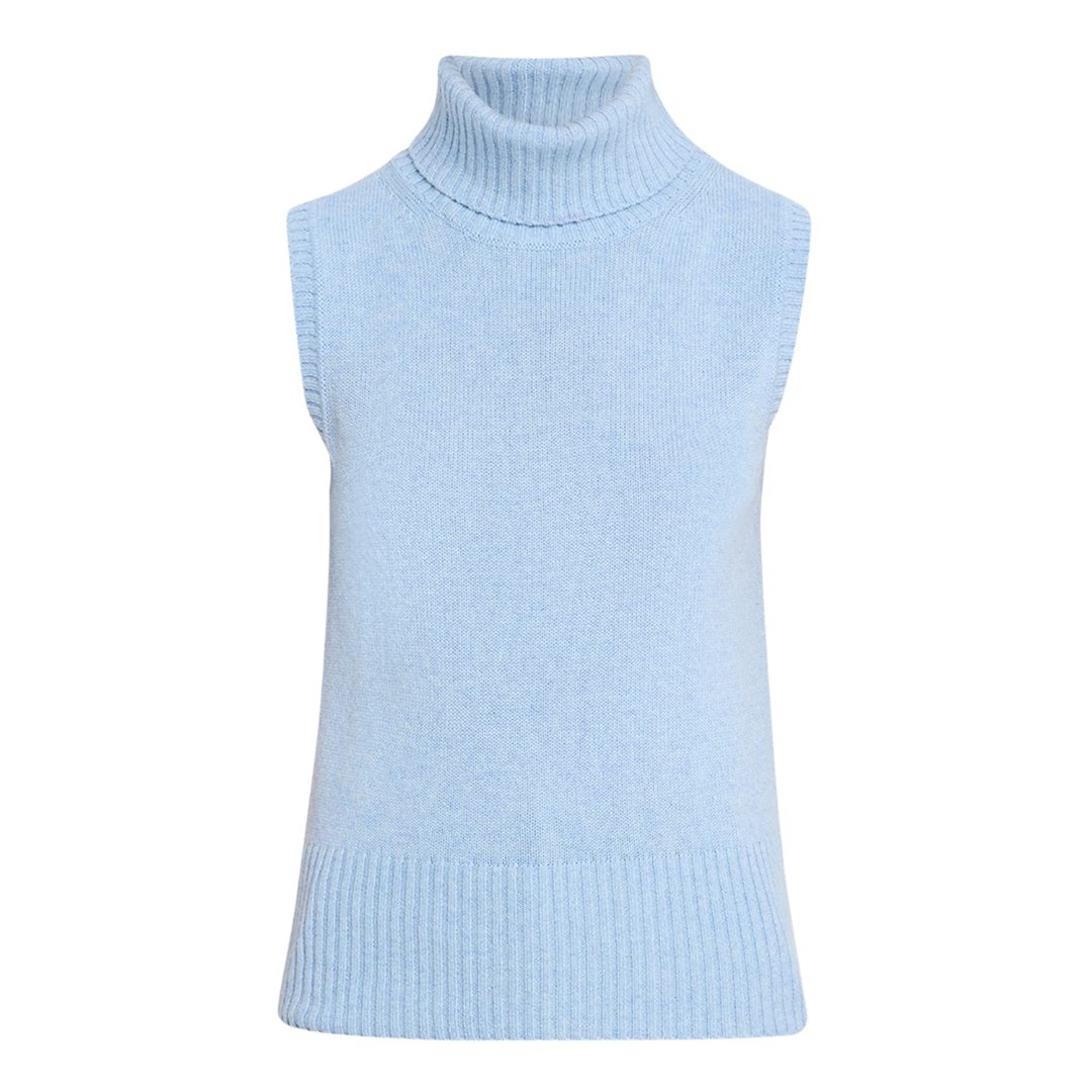 Mazzy Cashmere Shell in Pale Blue River Melange