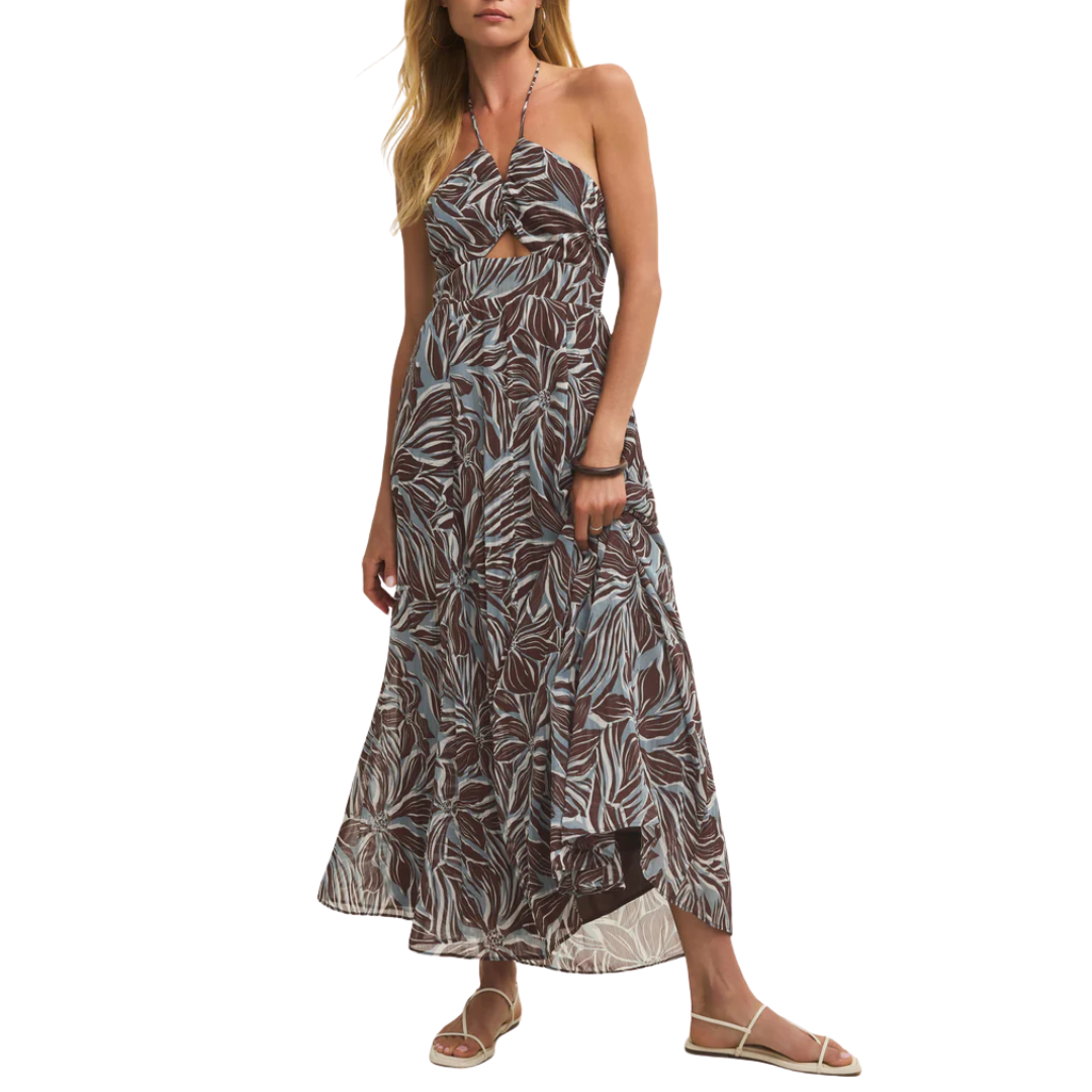 Lanie Zinn Floral Maxi Dress in Chocolate Cherry