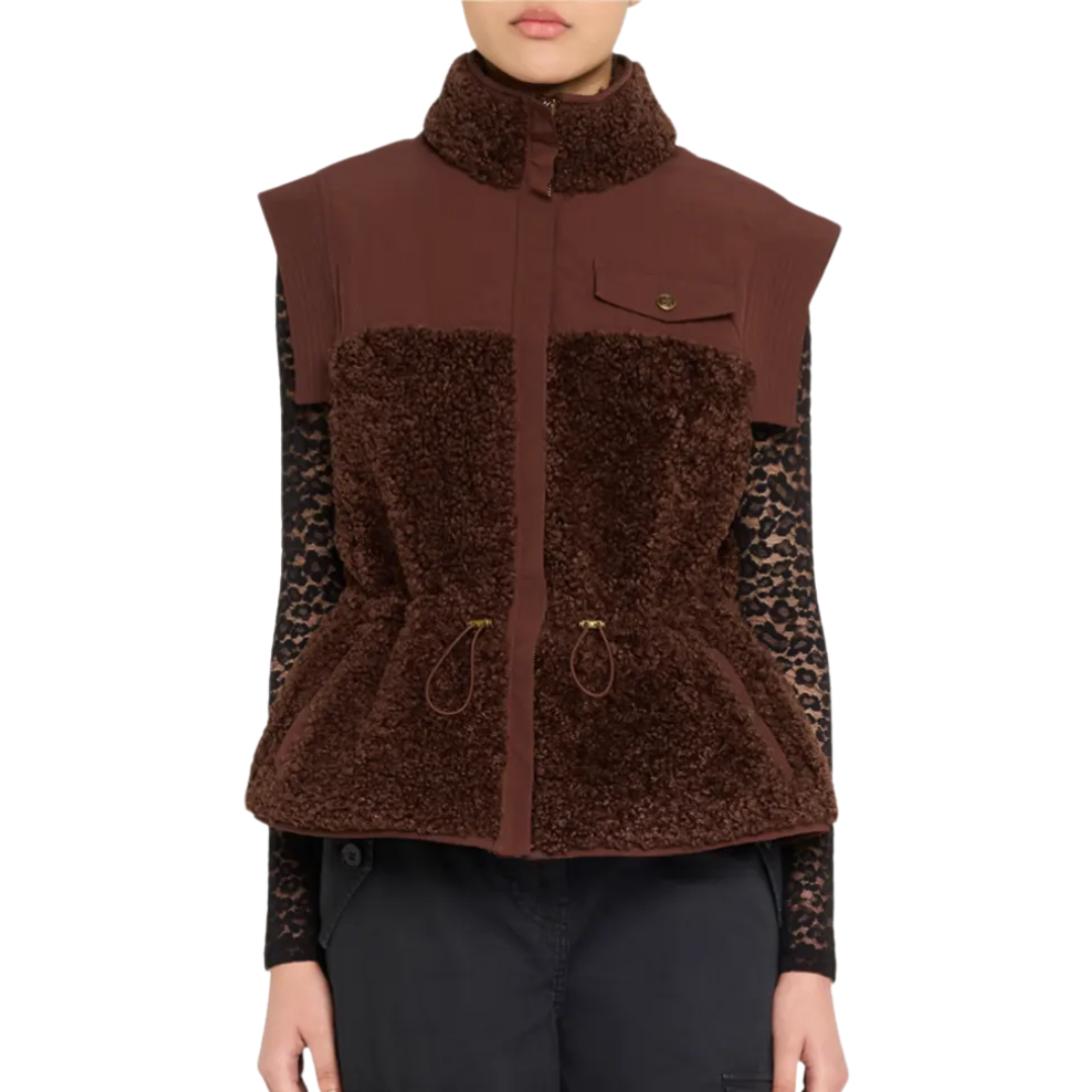 Tariet Teddy Fleece Vest in Onyx