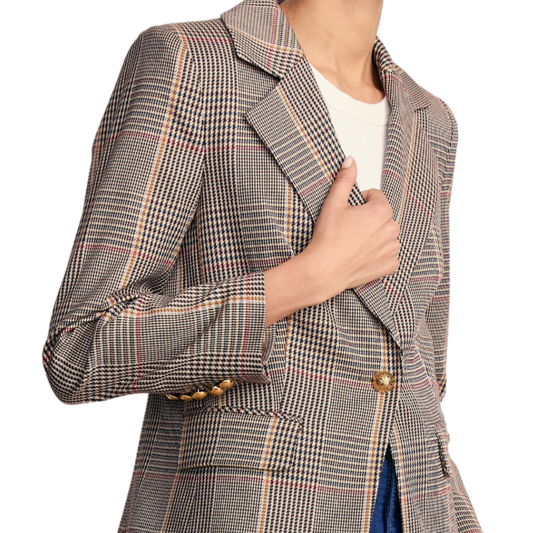 Healy Houndstooth Dickey Jacket in Burgundy Multi
