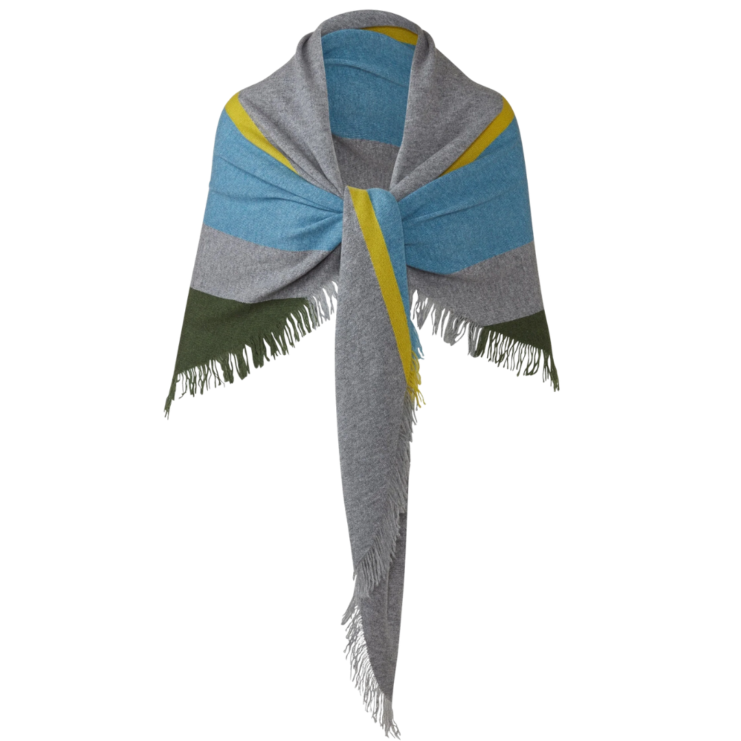 Stripe Fringe Triangle Shawl in Citrine Multi