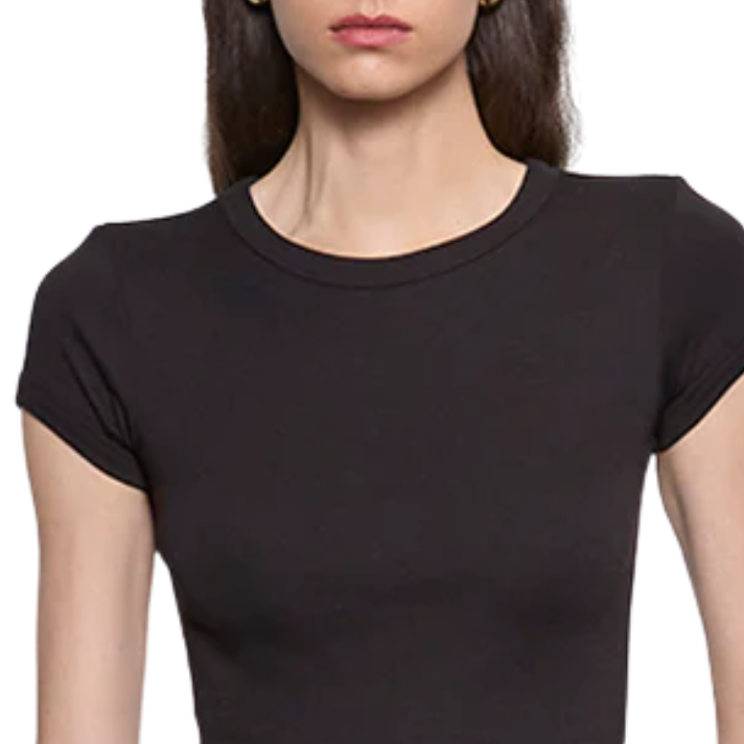Supima Baby Cropped Tee in Black