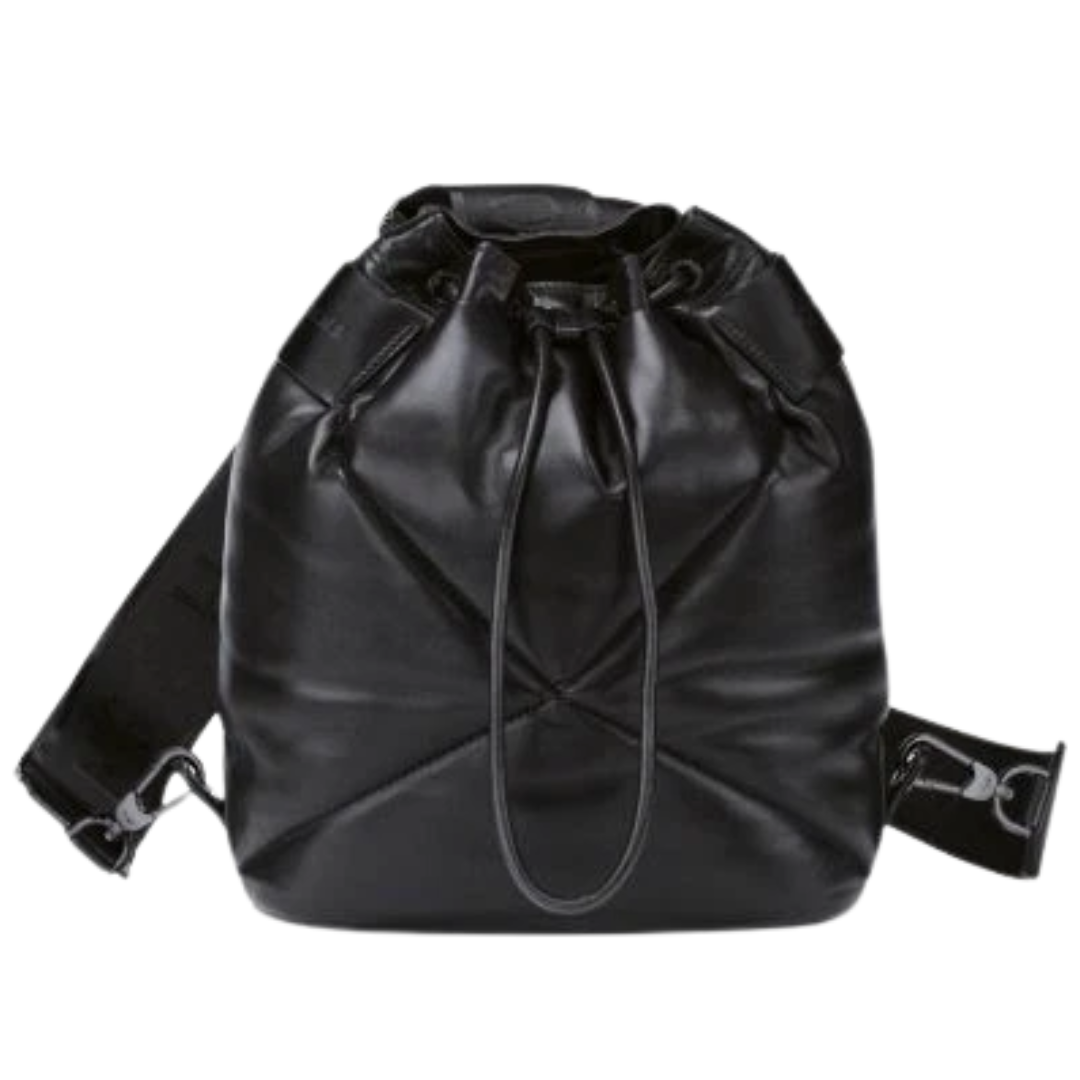 Le Pliage Cuir Doudoune Backpack in Black