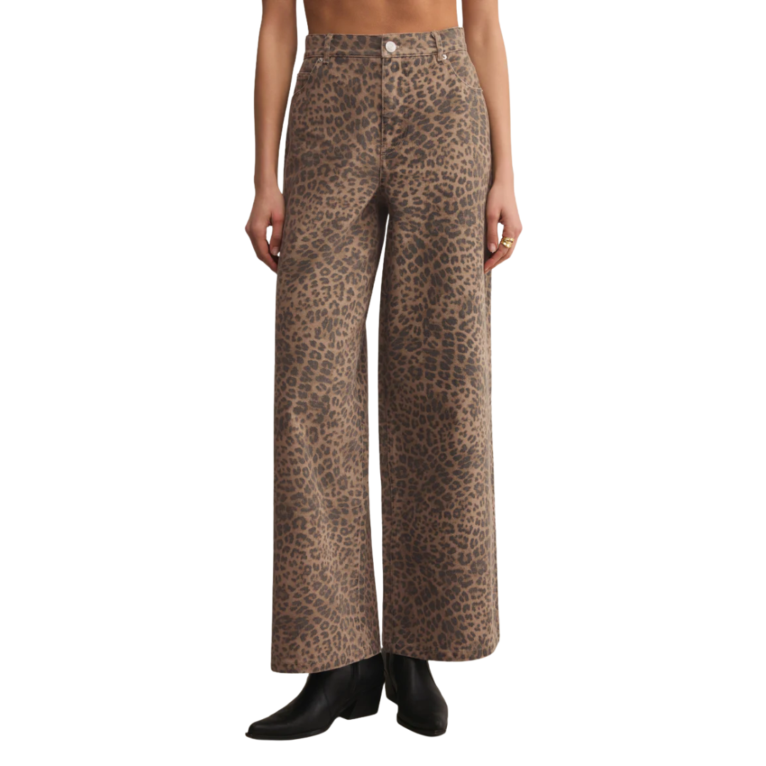Marli Denim Leopard Pant in Desert Tan