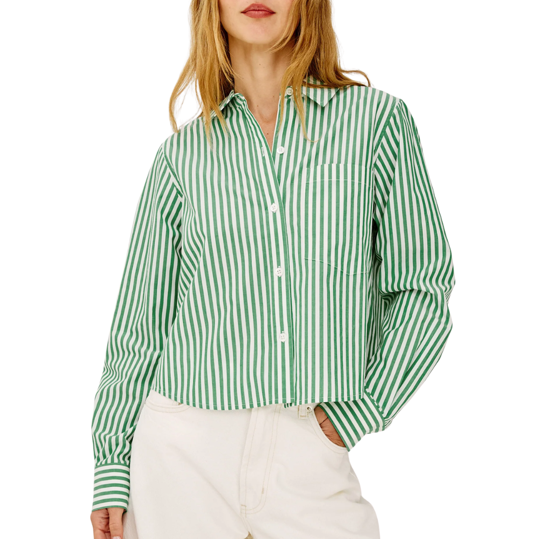 Ramy Shirt in Emerald Stripe