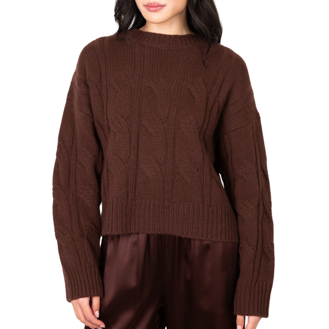 Tristan Cashmere Crewneck Pullover in Cinnabar
